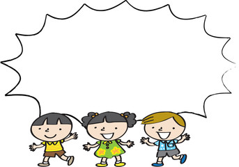 kids with speech bubble background