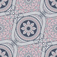 Ethnic floral seamless pattern with mandalas