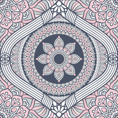 Ethnic floral seamless pattern with mandalas