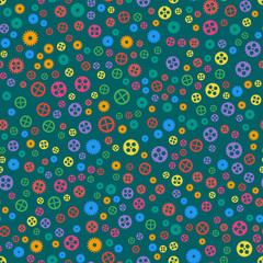 Seamless pattern of gears. Multicolored gears in a flat style. Vector illustration