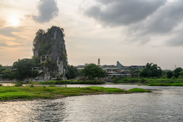 Fototapeta na wymiar Beautiful view of the Fubo Hill (Wave Subduing Hill), Guilin
