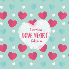 Love Heart Seamless Pattern on Romantic Pastel Color. Vector Illustration.