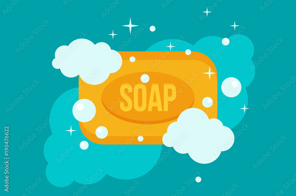 Poster vector cartoon flat style rectangular soap vector icon