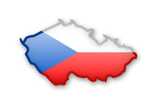 Czech Republic flag and contour of the country.