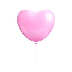Heart shape balloon isolated. Light pink balloon heart shaped isolated on white. Gasbag pink color in the form of a vector illustration