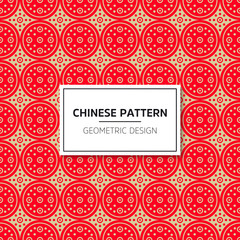 Chinese seamless pattern. Bright vector background with red ornament. Decoration with traditional China style.