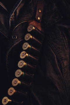 Close up of Cartridge with golden bullets
