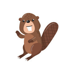 Cute beaver woodland cartoon animal vector Illustration
