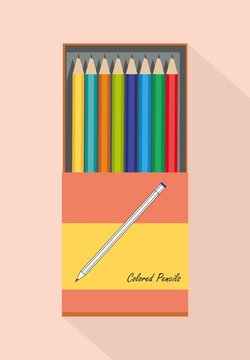 Сolor pencils in a box isolated on pink background	