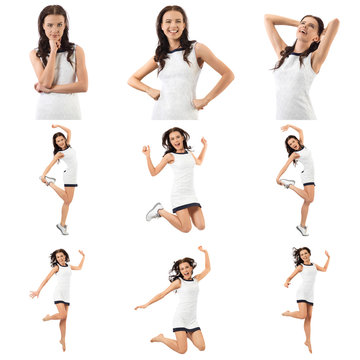 Sport set of pictures with young woman