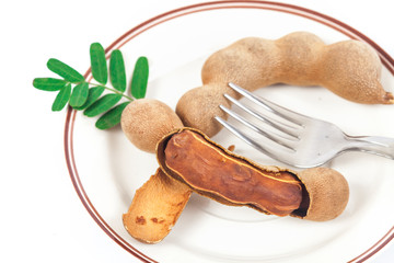 tamarind - Sweet ripe tamarind with isolated on a white background. soft focus