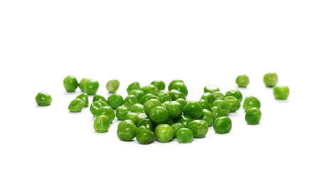 Fresh wet and raw green peas, vegetable isolated on white