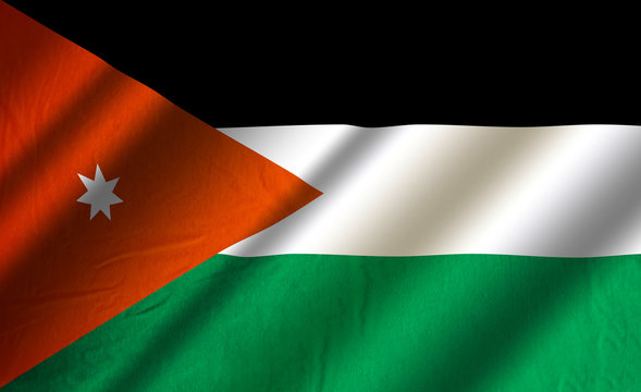 Authentic colorful textile flag of Jordan