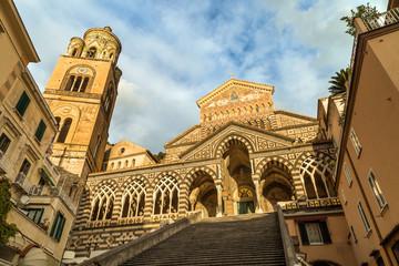 Amalfi Cathedral, a medieval Roman Catholic cathedral in the Piazza del Duomo, Amalfi, Italy.