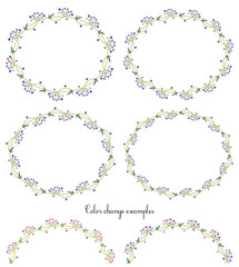 Small flowers, decoration frames, purple.