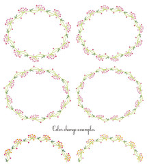 Small flowers, decorative frames, pink.