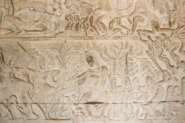 Fototapeta na wymiar A Bas-Relief Statue of Khmer Culture