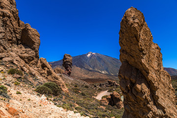 The Roque Cinchado, a unique rock formation of the island of Tenerife (Canary Islands, Spain). It...