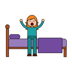 child girl sleeping in their room icon image vector illustration design 