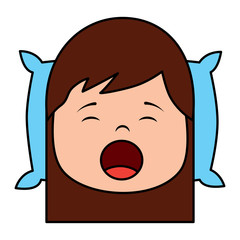 child girl sleeping on pillow icon image vector illustration design 