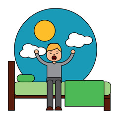 child boy sleeping in their room icon image vector illustration design 