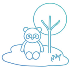 cute and tender bear panda in the jungle character vector illustration design