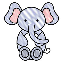 cute and tender elephant character vector illustration design