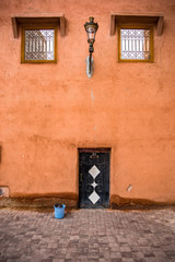 Traditional red walls of Medina in Morocco