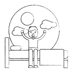child boy sleeping in their room icon image vector illustration design 