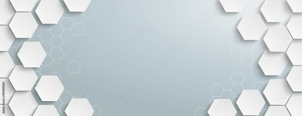 Canvas Prints white hexagon structure gray centre header