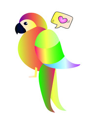 Exotic parrot on isolated white background. Vector art animals