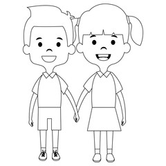 cute and little kids couple vector illustration design