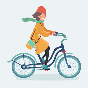 Outdoor lady riding her hipster retro bike in vintage style.