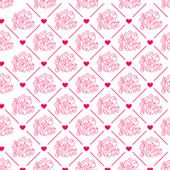 Valentines day. Romantic phrases seamless pattern background. Template for a business card, banner, poster, notebook, invitation with a modern lettering