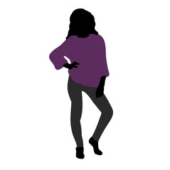  isolated silhouette in colored clothes girl