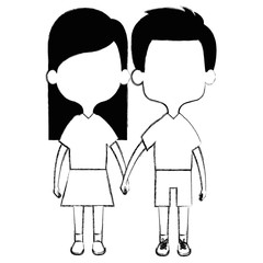 cute and little kids couple vector illustration design