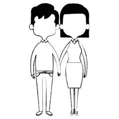 cute mother and father couple characters vector illustration design