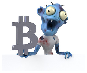 Zombie and bitcoin - 3D Illustration