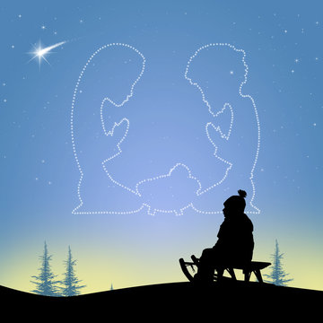 Christmas Nativity scene in the sky