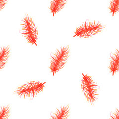 Obraz premium Watercolor feathers abstract seamless pattern background. Templa