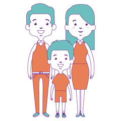 cute mother and father with son vector illustration design