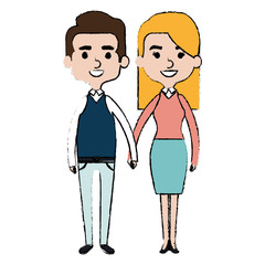 cute mother and father couple characters vector illustration design