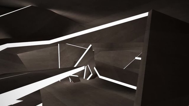 Abstract white and brown concrete parametric interior  with window. 3D illustration and rendering.