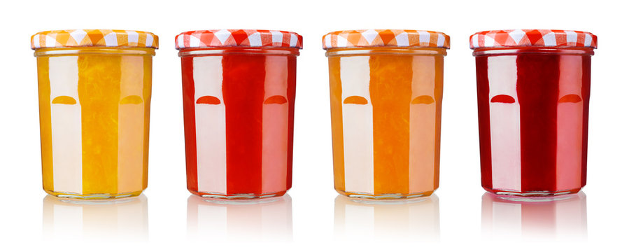 jam in jar, isolated on white