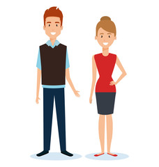 Obraz premium young couple avatars characters vector illustration design