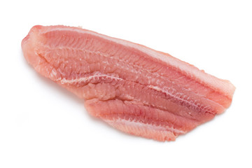 Fillet of Fish Pangasius. Isolated on white background.