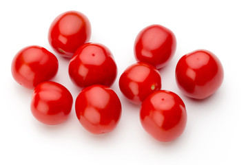 Plum tomatoes isolated on white background. Top view