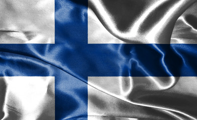 Flag Of Finland Waving In The Wind 3D illustration