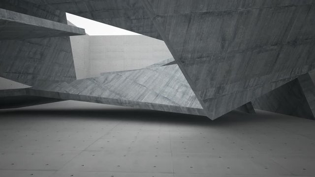 Abstract white and brown concrete parametric interior  with window. 3D illustration and rendering.