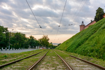 Tramways - rails. Nizhny Novgorod, Russia. Industry